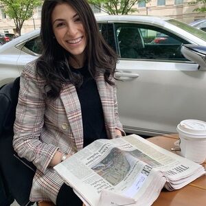 1. State pink patterned blazer